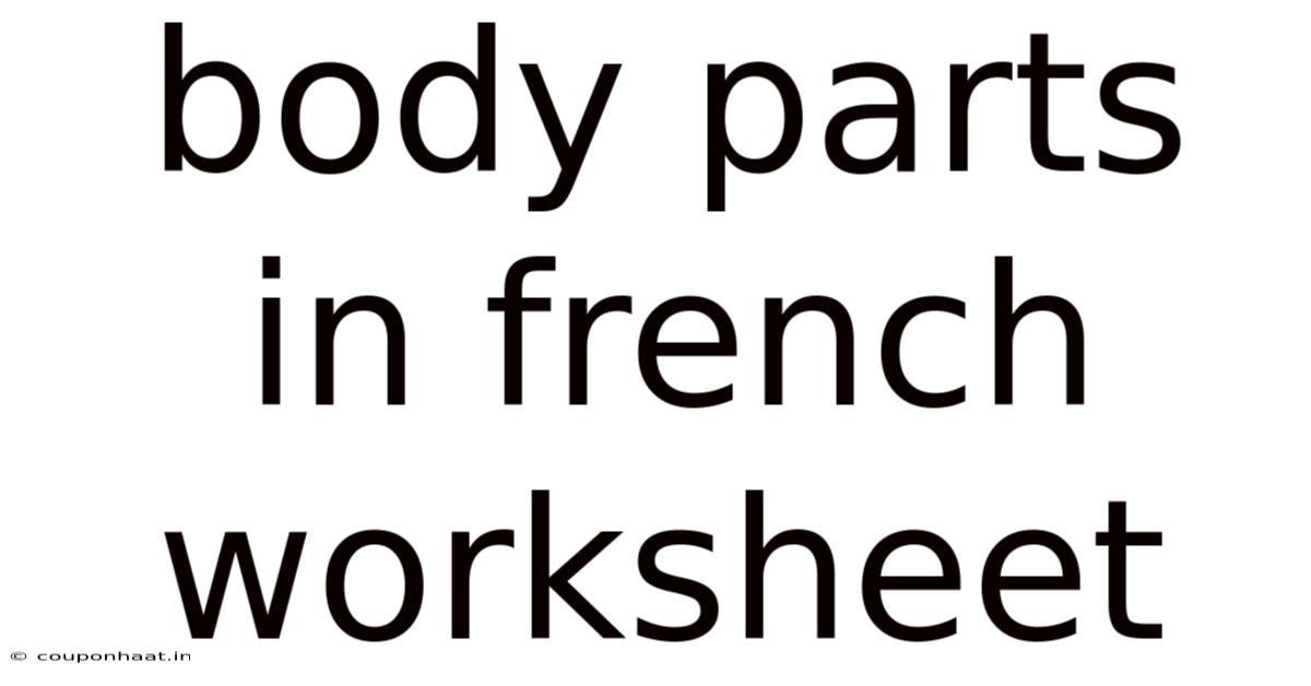 Body Parts In French Worksheet