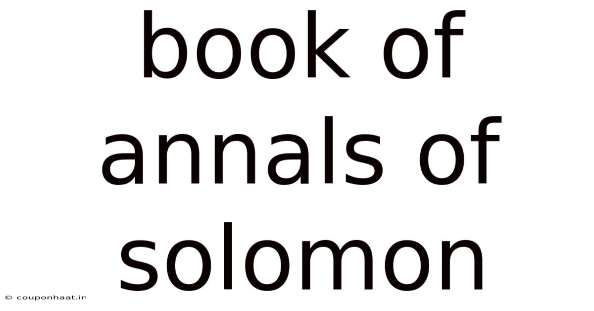 Book Of Annals Of Solomon