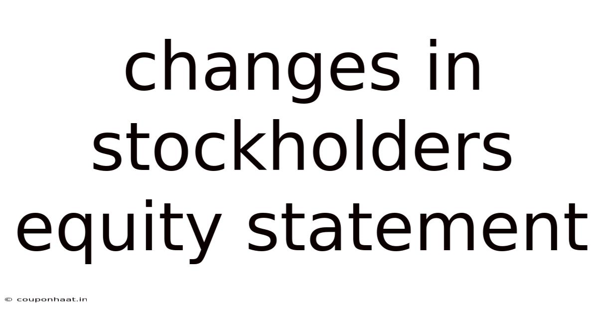 Changes In Stockholders Equity Statement