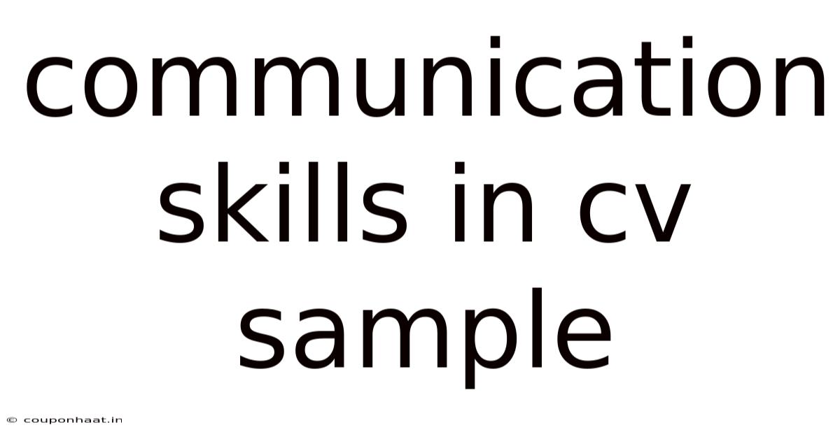 Communication Skills In Cv Sample