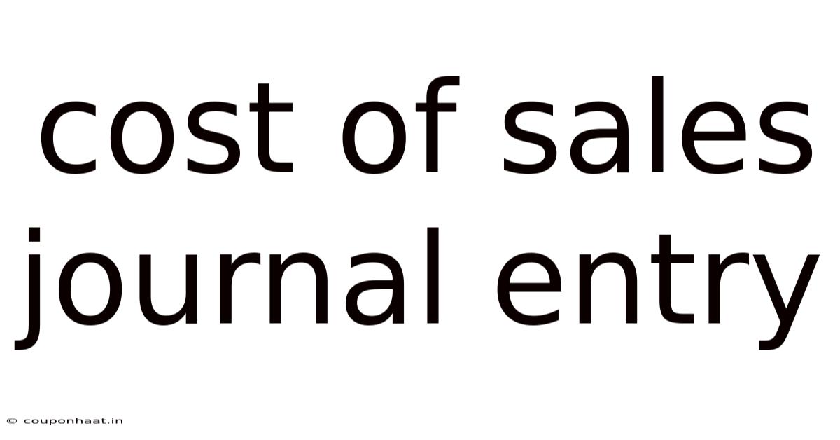 Cost Of Sales Journal Entry