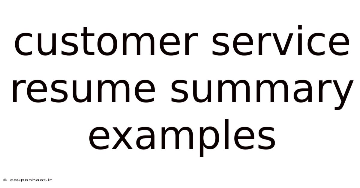Customer Service Resume Summary Examples