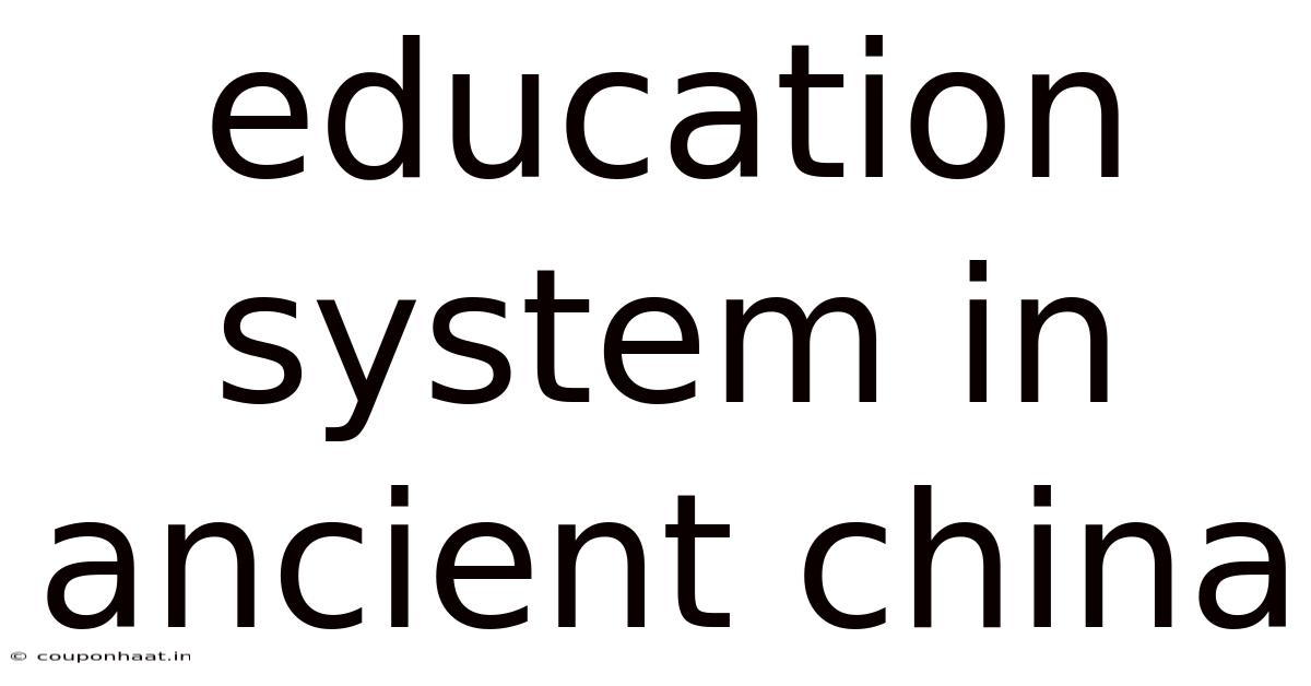 Education System In Ancient China