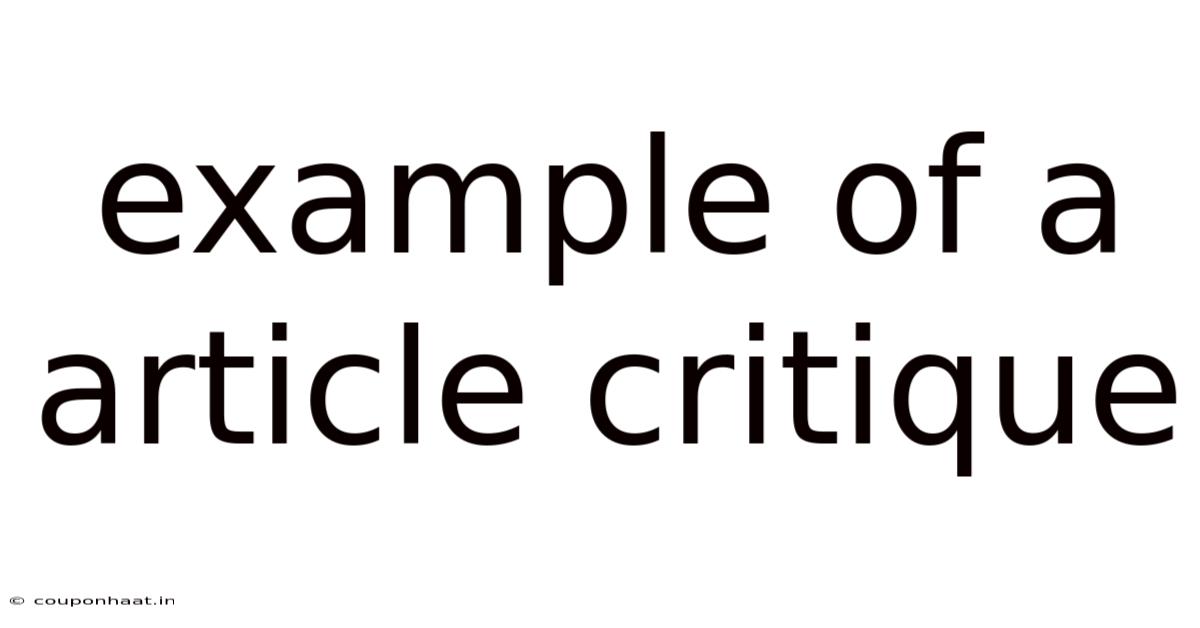 Example Of A Article Critique
