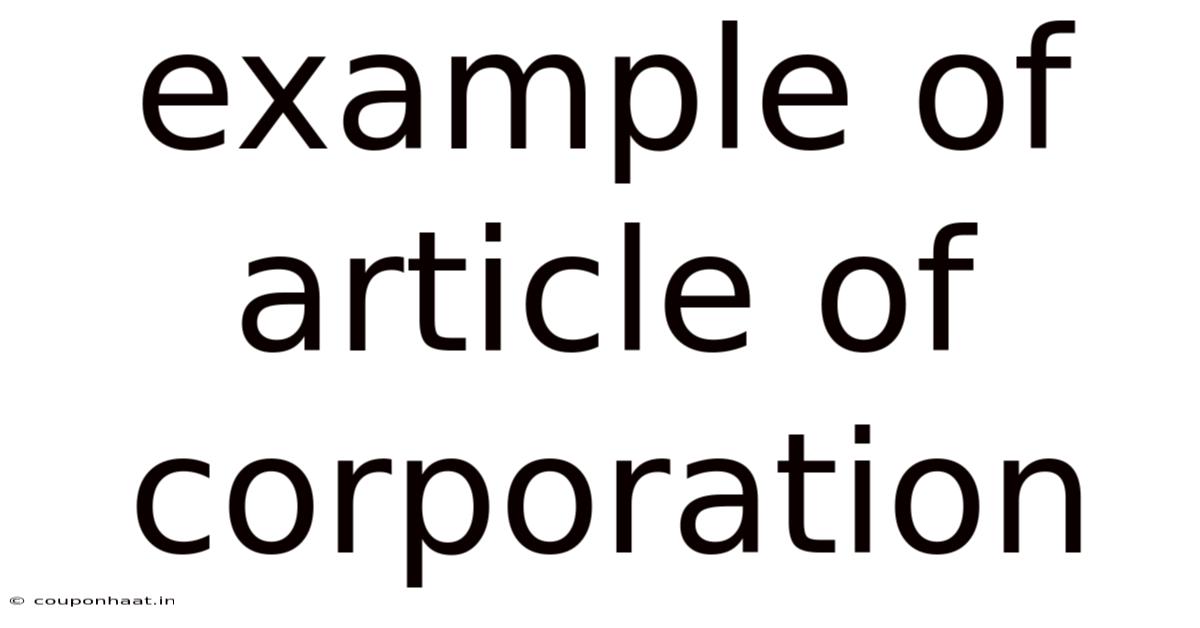 Example Of Article Of Corporation