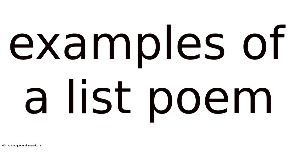 Examples Of A List Poem
