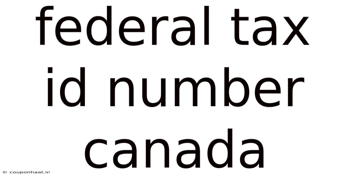 Federal Tax Id Number Canada