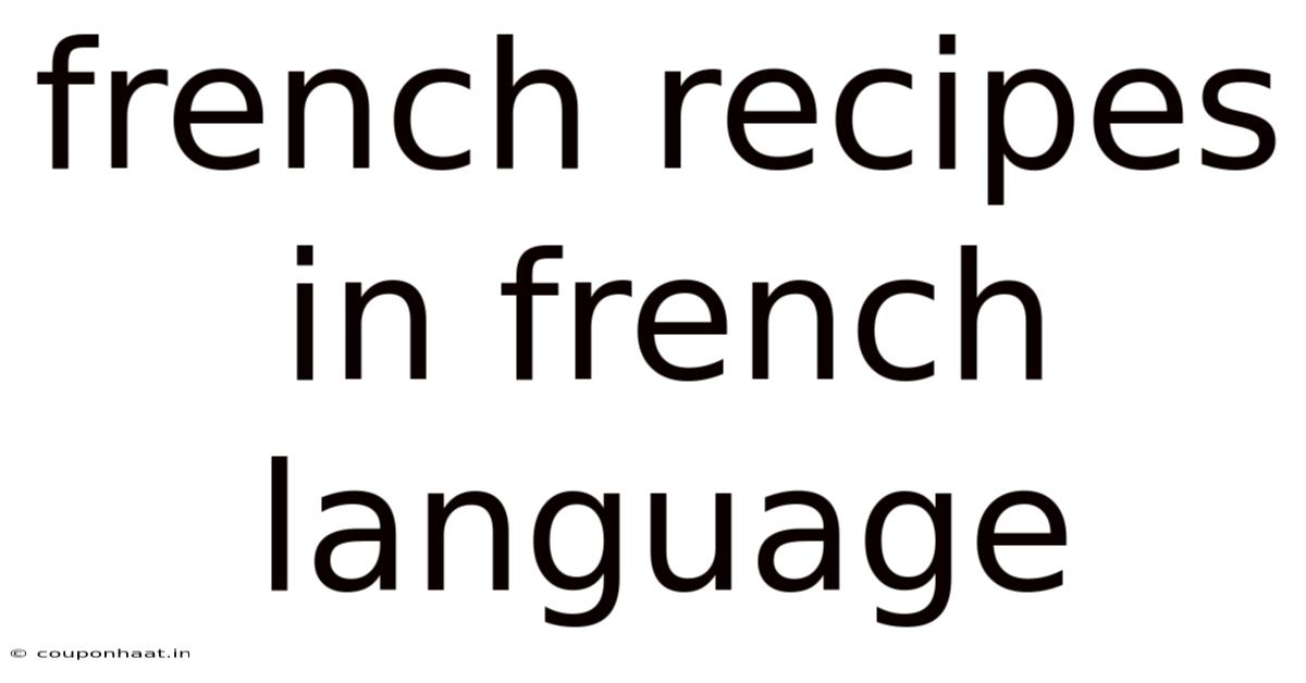 French Recipes In French Language