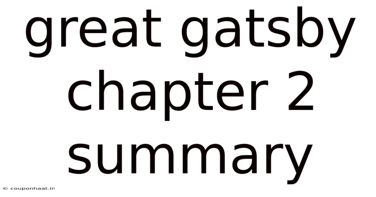 Great Gatsby Chapter 2 Summary