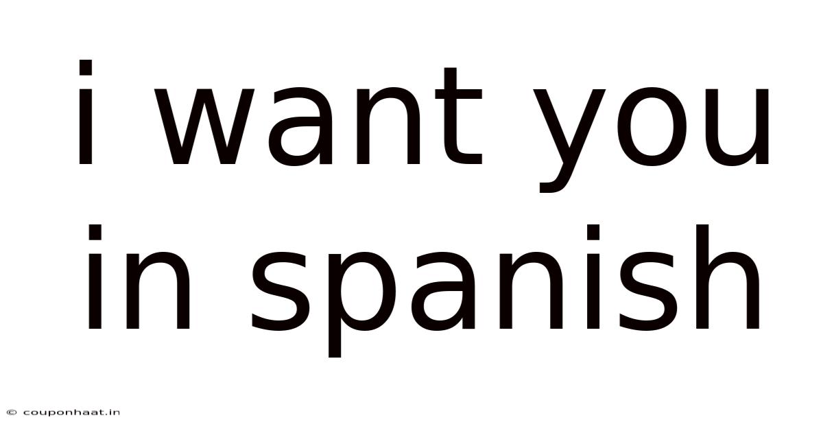 I Want You In Spanish