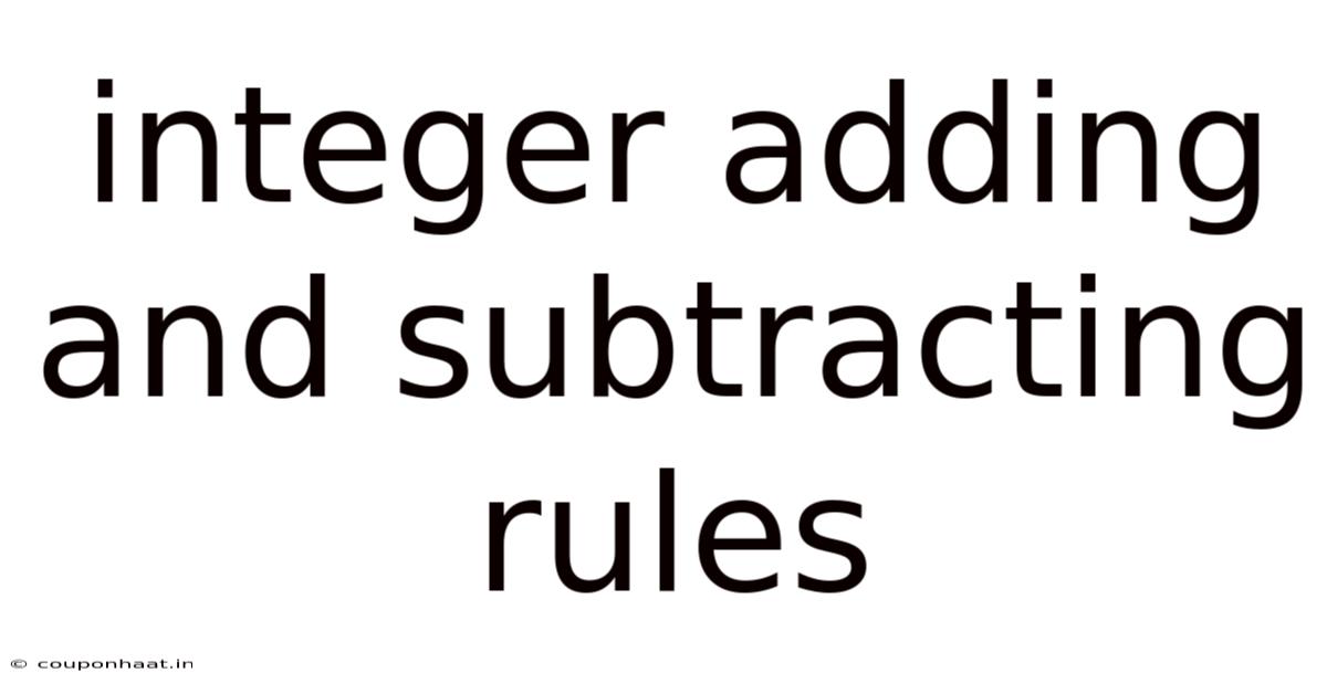 Integer Adding And Subtracting Rules