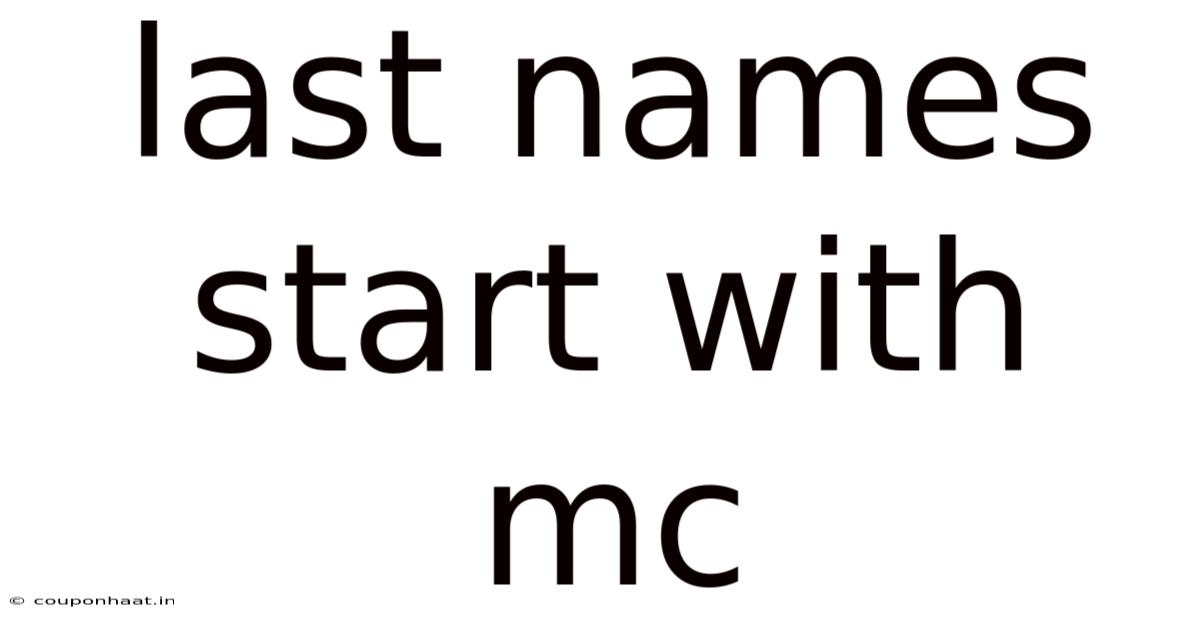 Last Names Start With Mc
