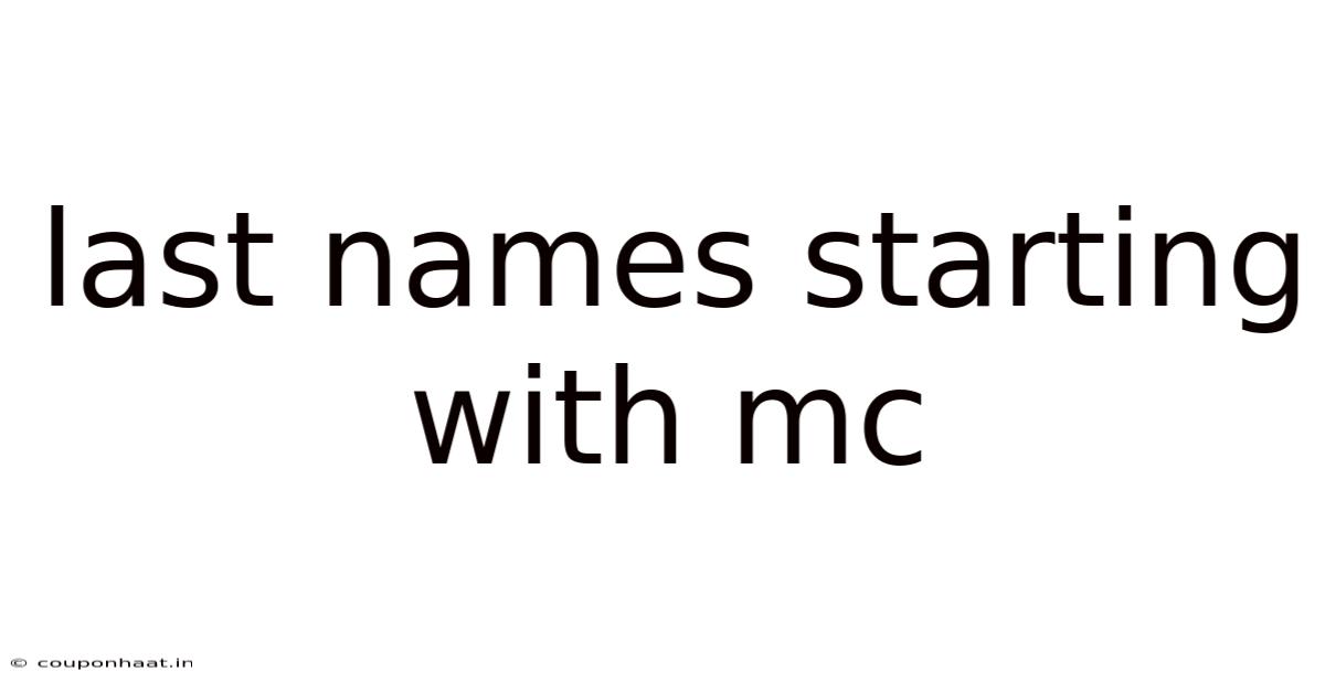 Last Names Starting With Mc
