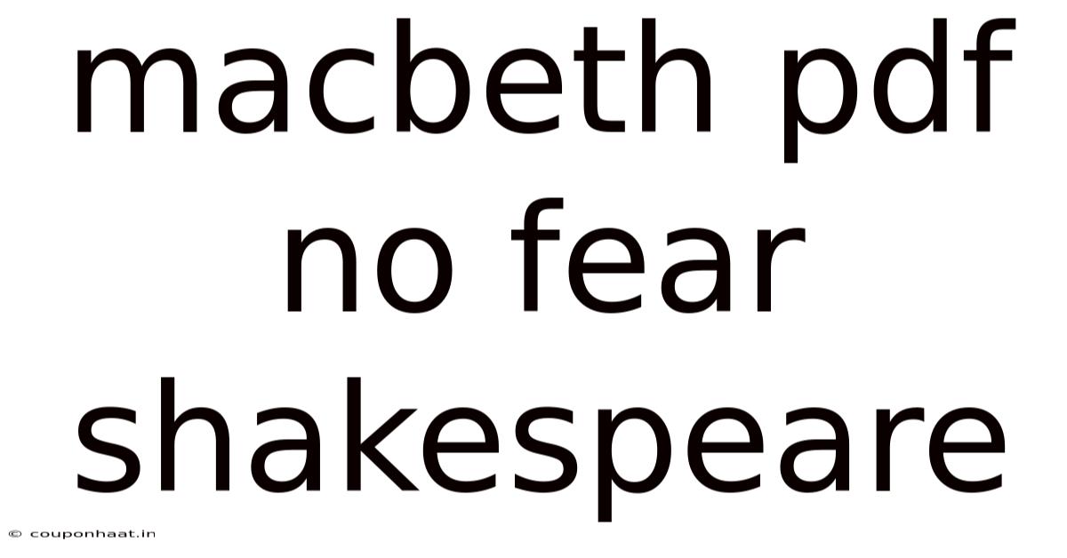 Macbeth Pdf No Fear Shakespeare