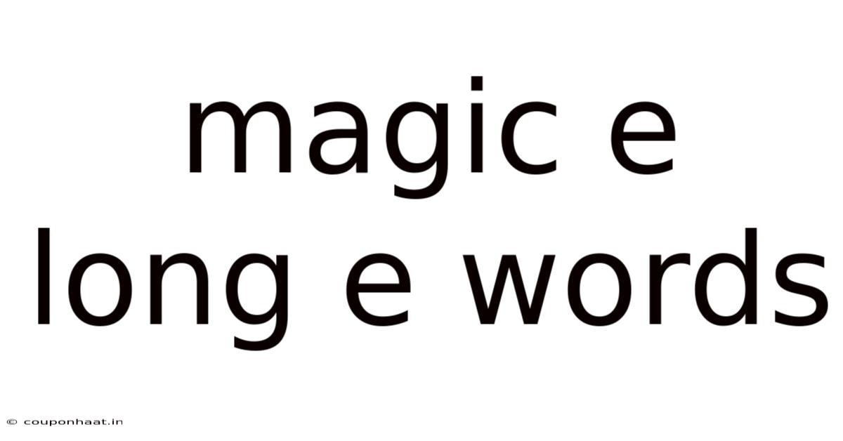 Magic E Long E Words
