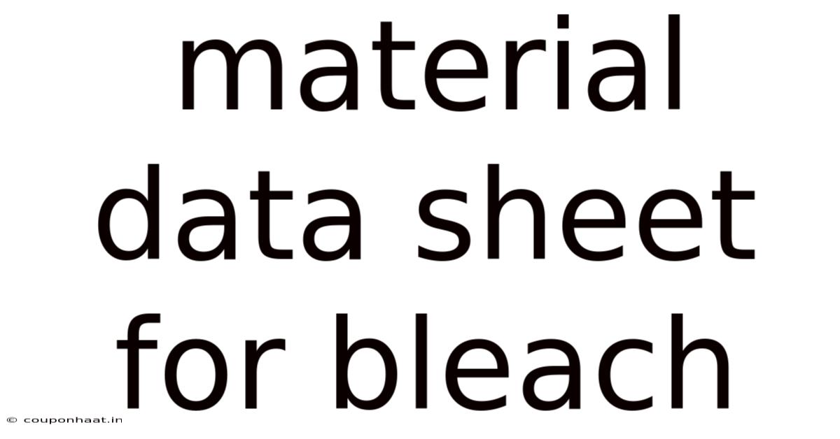 Material Data Sheet For Bleach