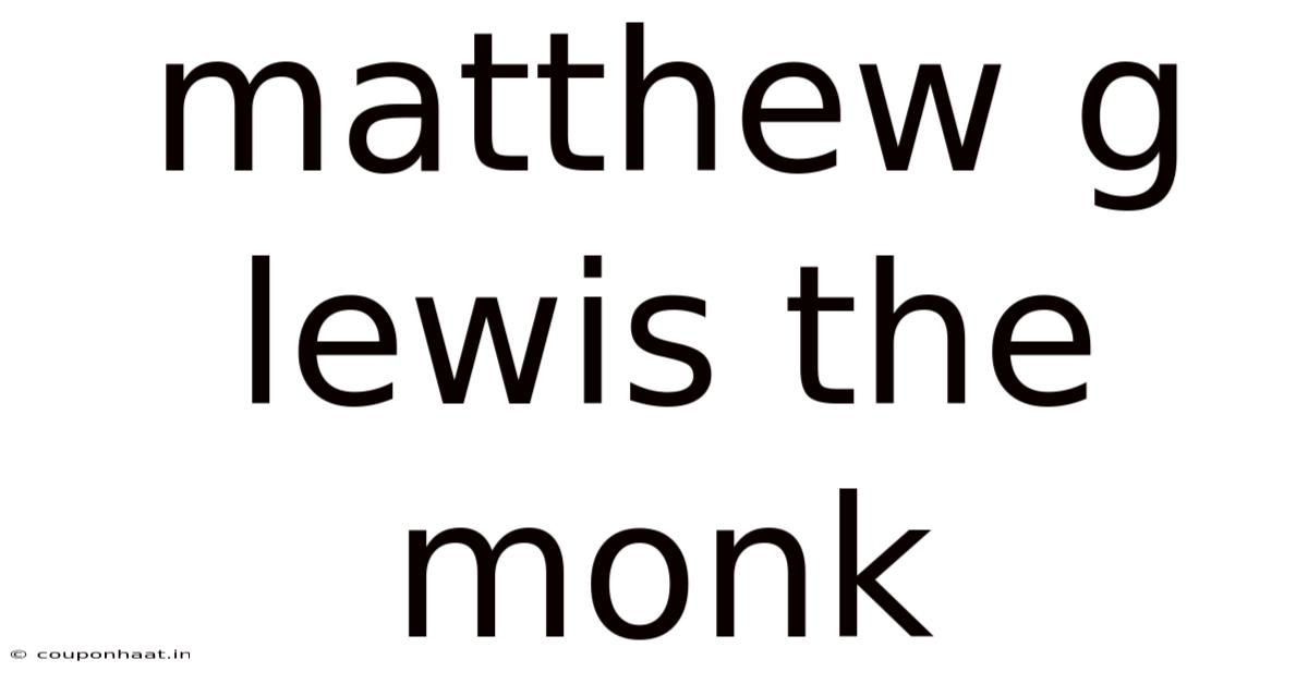 Matthew G Lewis The Monk