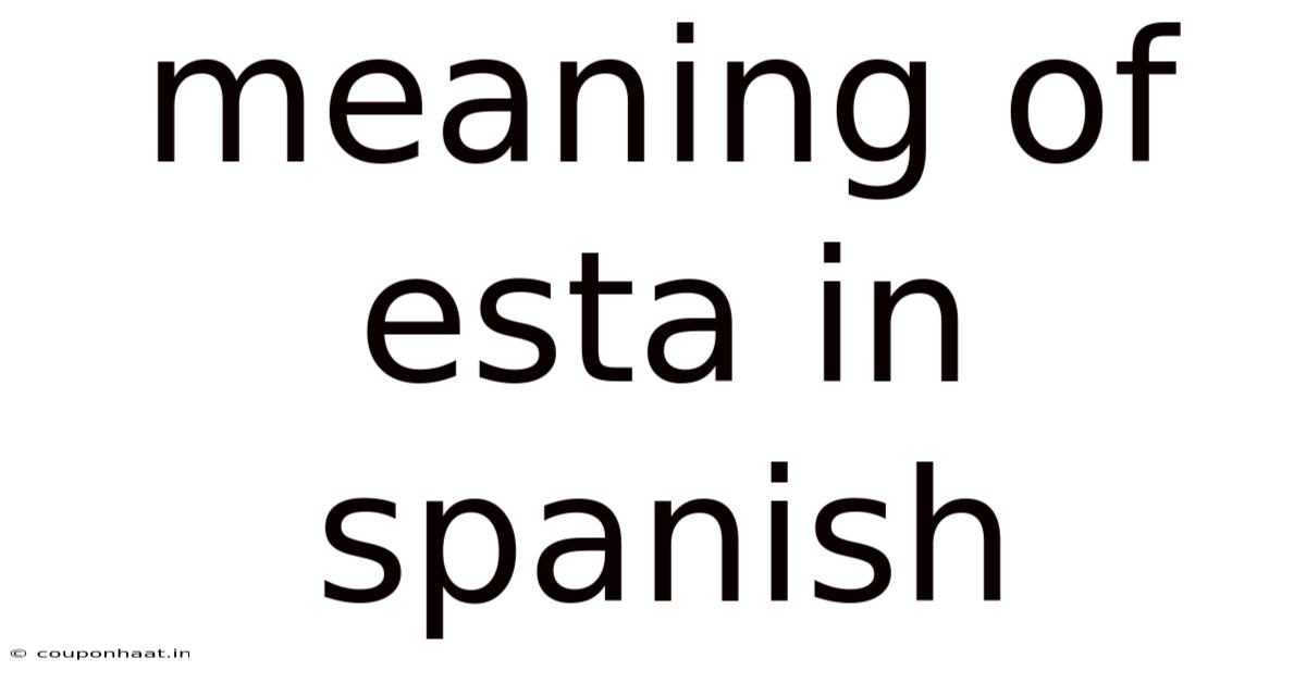 Meaning Of Esta In Spanish