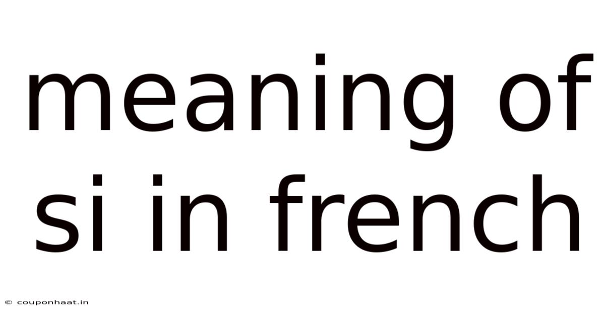 Meaning Of Si In French