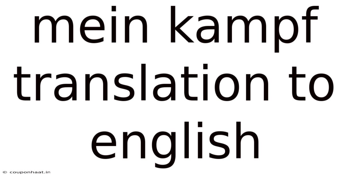 Mein Kampf Translation To English