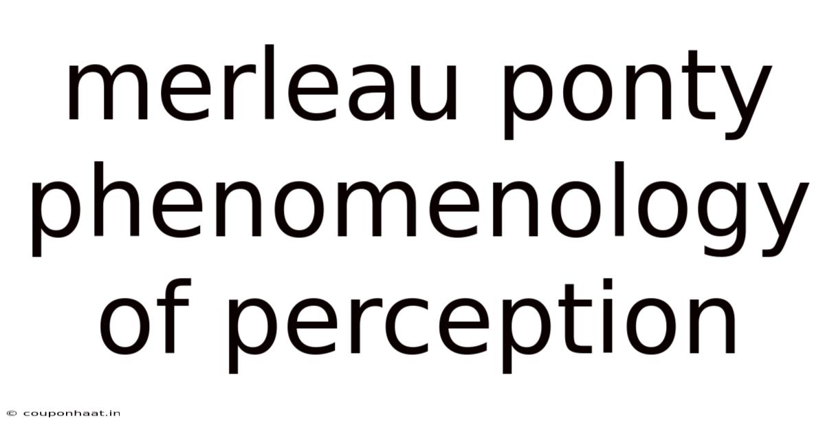 Merleau Ponty Phenomenology Of Perception