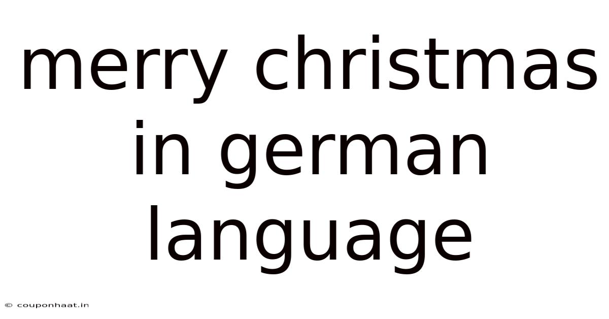 Merry Christmas In German Language