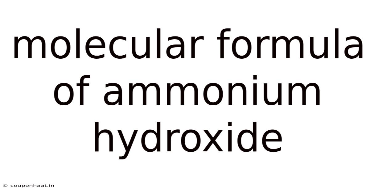 Molecular Formula Of Ammonium Hydroxide