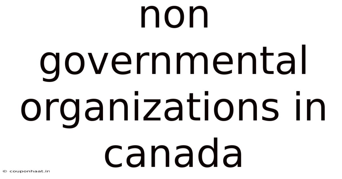 Non Governmental Organizations In Canada