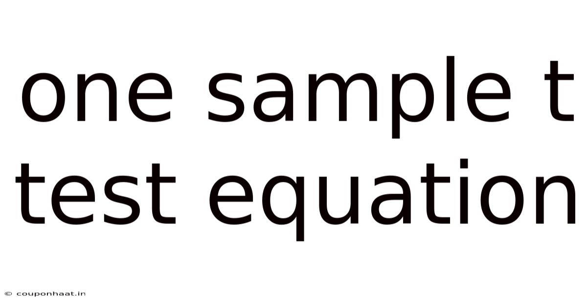 One Sample T Test Equation