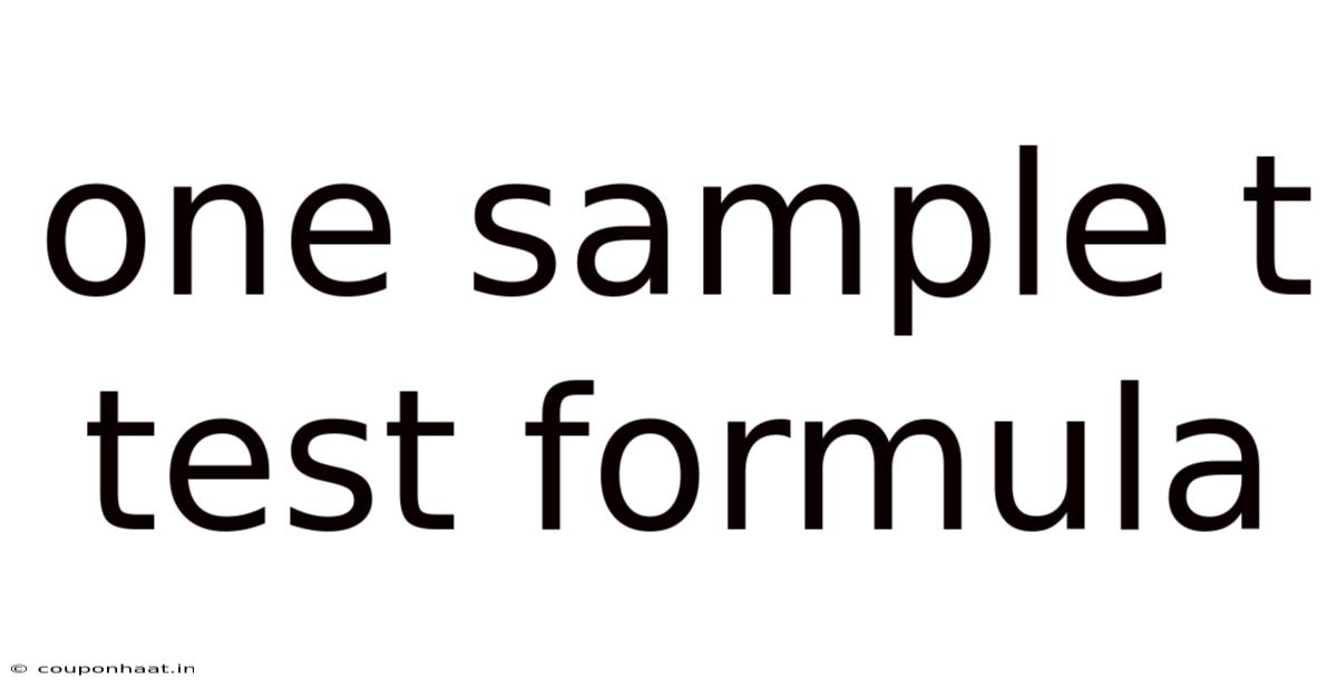One Sample T Test Formula