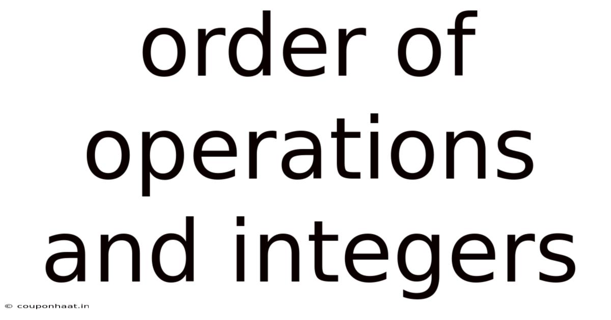 Order Of Operations And Integers
