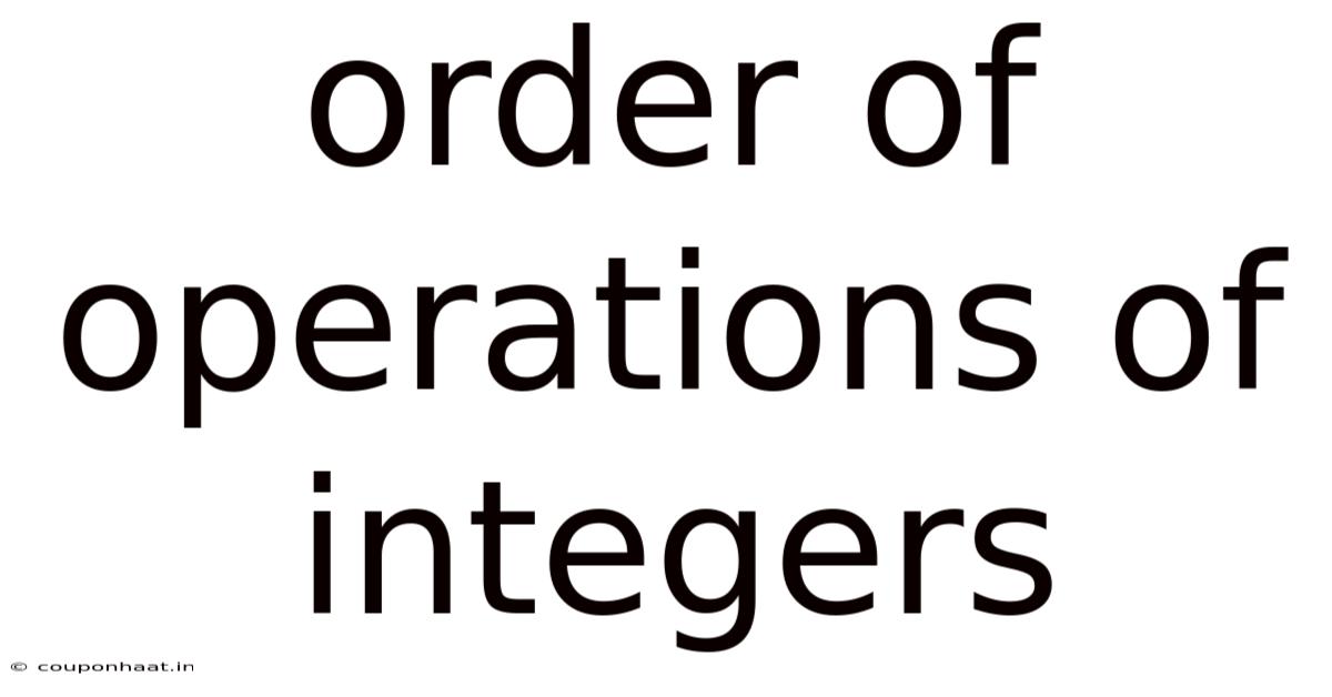 Order Of Operations Of Integers