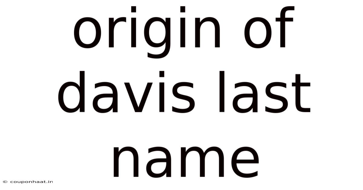 Origin Of Davis Last Name