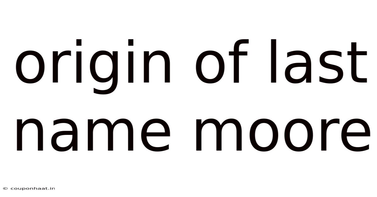 Origin Of Last Name Moore