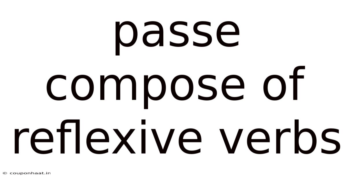 Passe Compose Of Reflexive Verbs