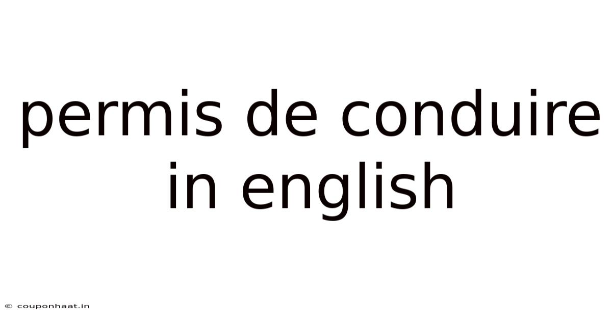 Permis De Conduire In English