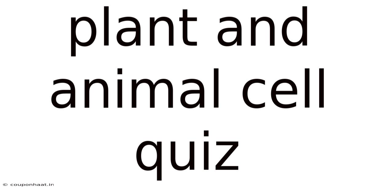 Plant And Animal Cell Quiz