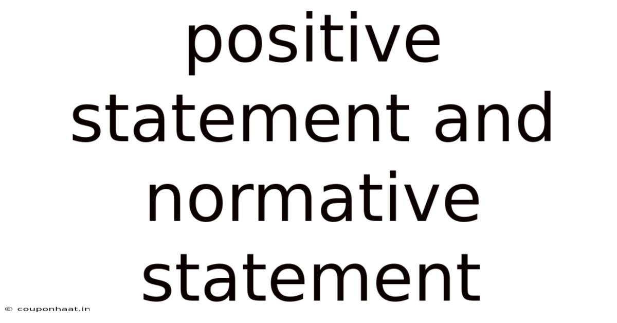 Positive Statement And Normative Statement