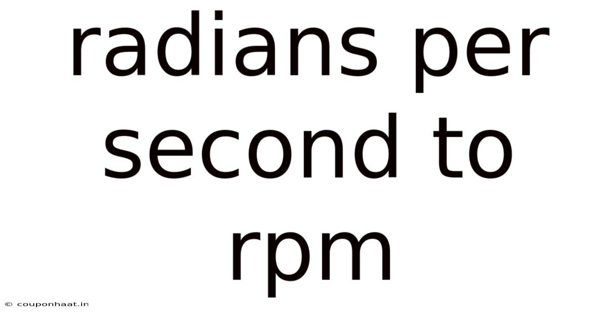 Radians Per Second To Rpm
