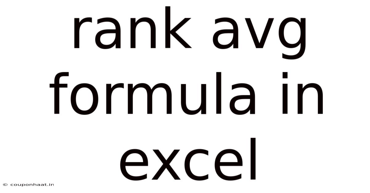 Rank Avg Formula In Excel