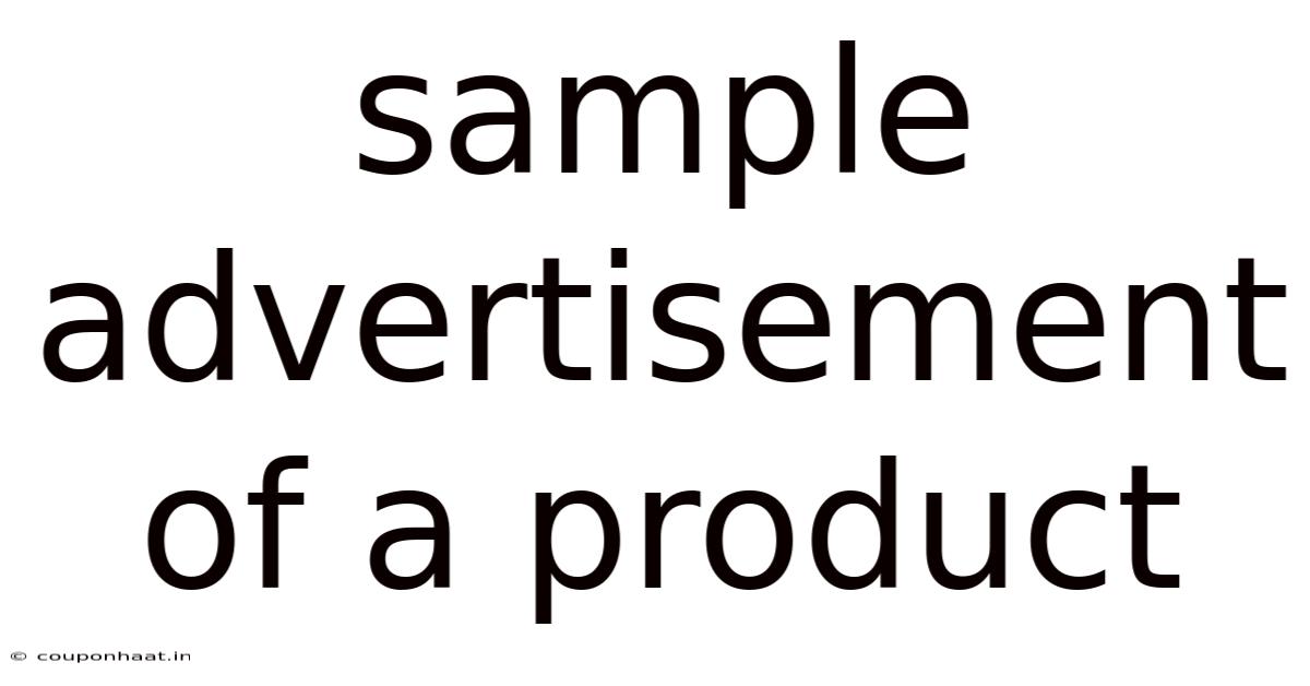Sample Advertisement Of A Product
