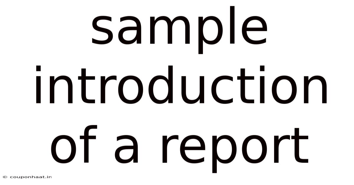 Sample Introduction Of A Report