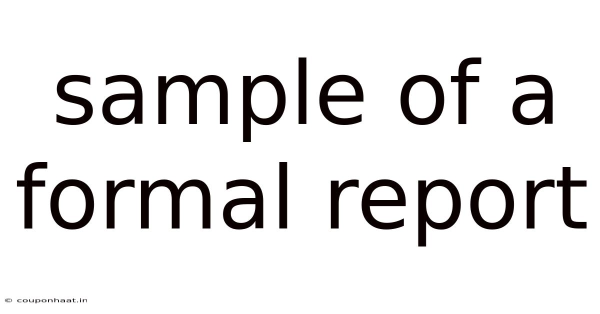 Sample Of A Formal Report