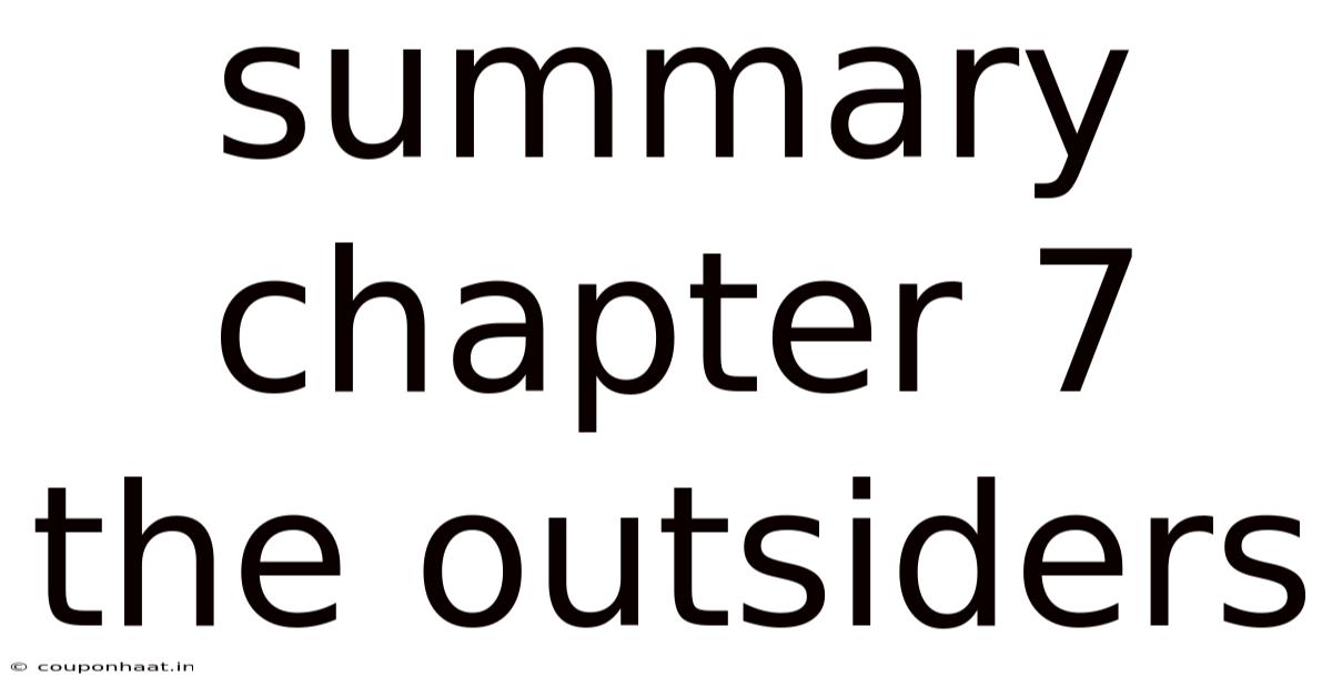 Summary Chapter 7 The Outsiders