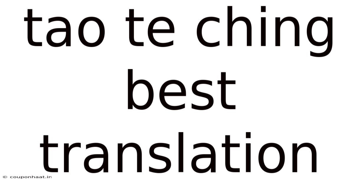 Tao Te Ching Best Translation