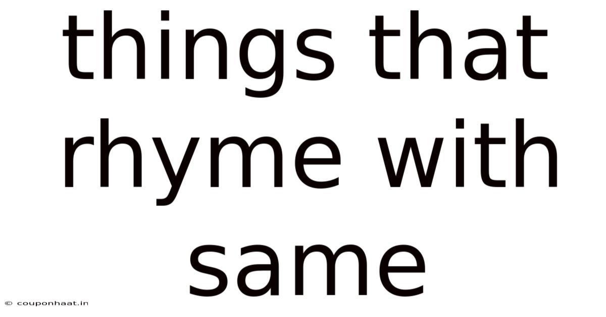 Things That Rhyme With Same