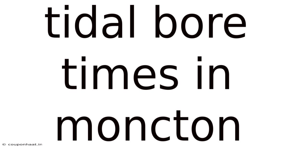 Tidal Bore Times In Moncton