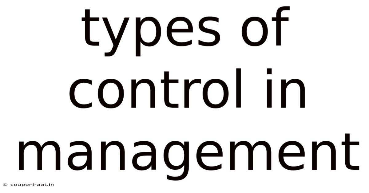 Types Of Control In Management