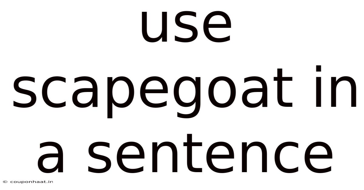 Use Scapegoat In A Sentence