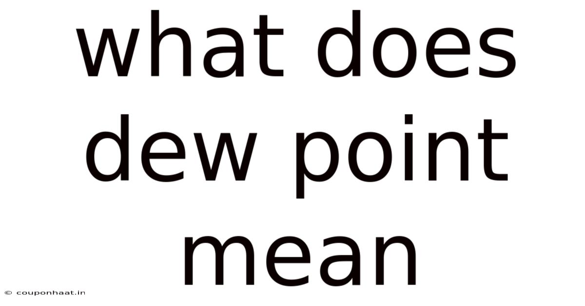 What Does Dew Point Mean